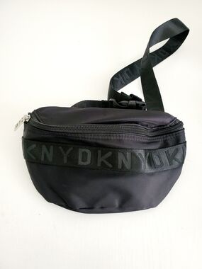 DKNY Black Logo Webbing Belt Bag